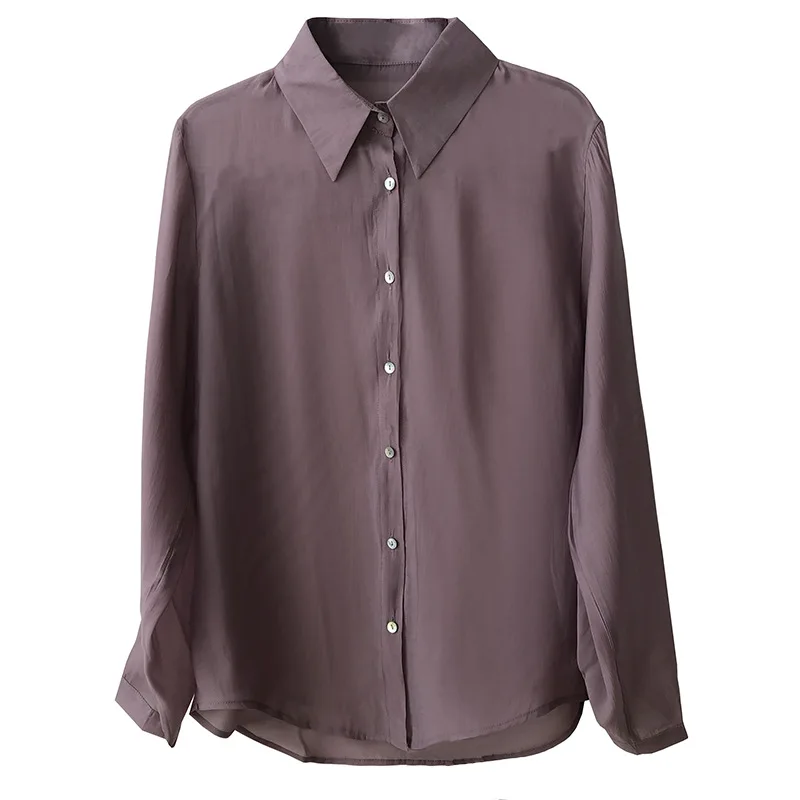 

Yeeloca Thin Tencel Sunscreen Shirt Women's 2021 Summer New Lapel Single Breasted Blousers Loose Lazy Style Top