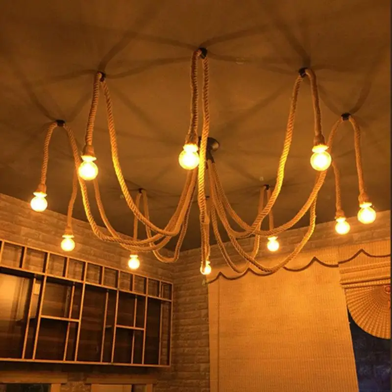 

Vintage Hemp Rope Electrical Cord Wire For DIY E27 Light Bulbs Pendant Light Decor Lamp For Ceiling Retro Bar Bedroom Restaurant