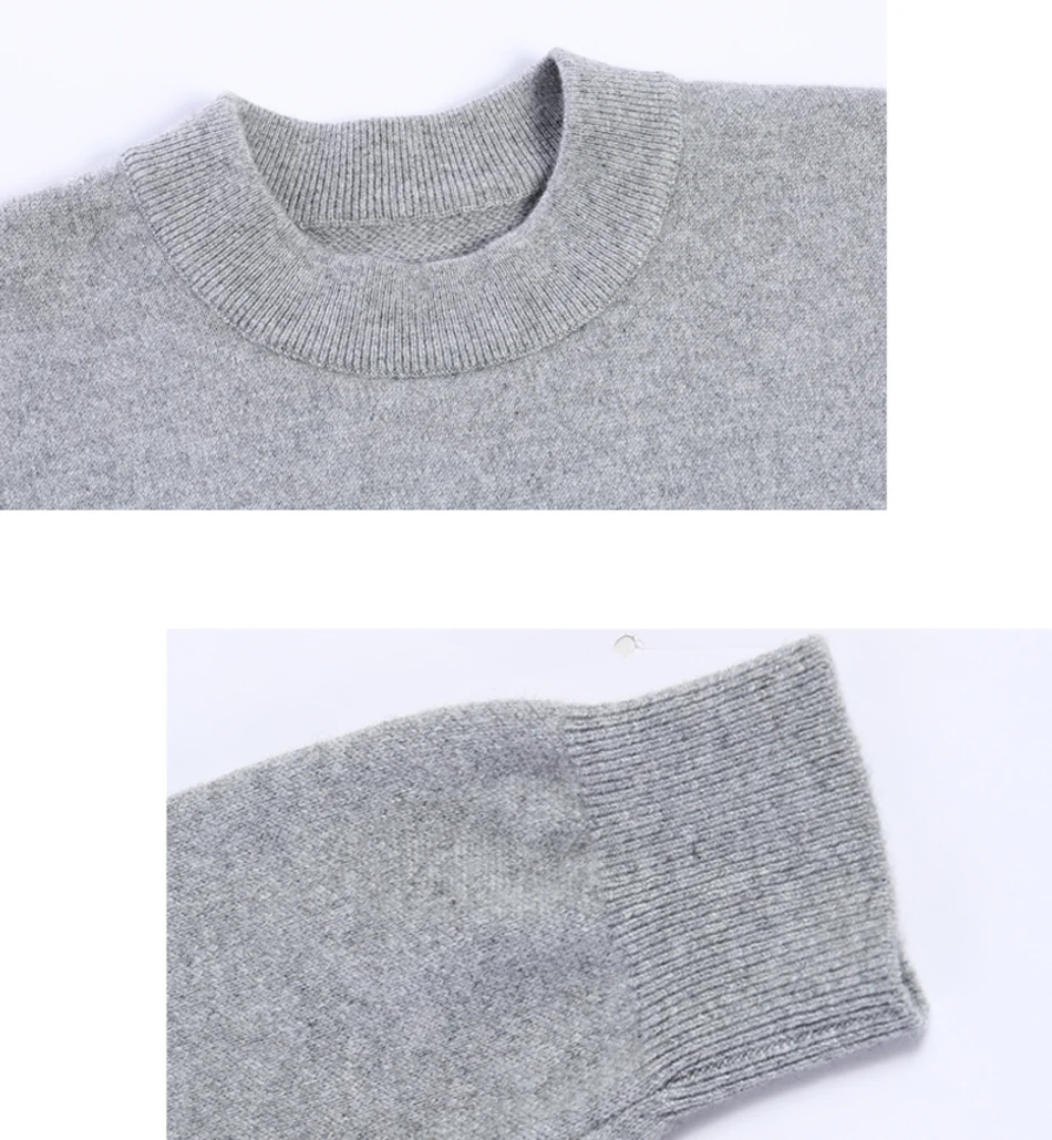 YJMY Inner Mongolian Cashmere Sweater Men Ribbed Half Turtleneck Cuffs Hem Knit Spring Autumn in Slava Store