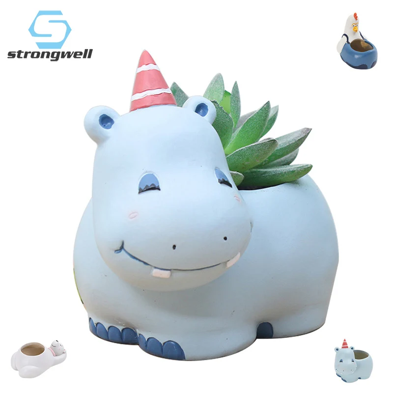 Strongwell скандинавский мультяшный умный кукла животное цветочный горшок для сада
