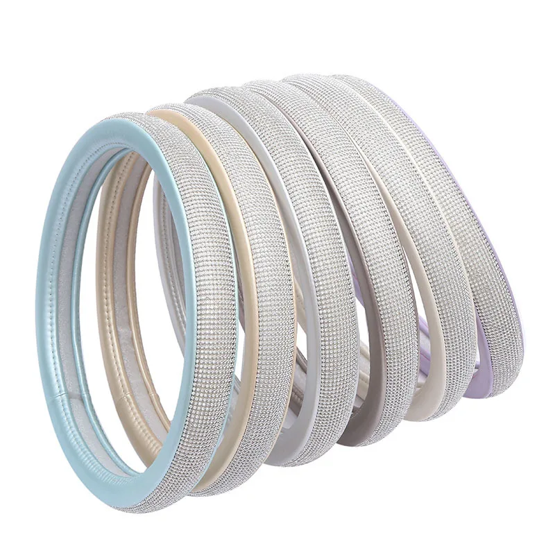 Чехол на руль автомобиля Macaron цвет кожи модные хрустальные стразы блестящие