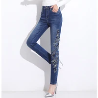 ferzige pencil pants women fashions embroidery jeans skinny stretch jeans female blue casual luxury trousers slim fit pants