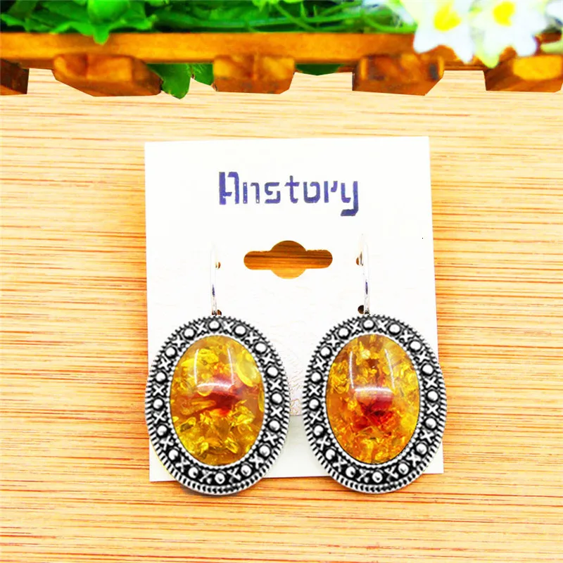 Oval Resin Flower Bead Necklace Earrings Bracelet Jewelry Set Vintage Look Antique Silver Plated Fashion Jewelry