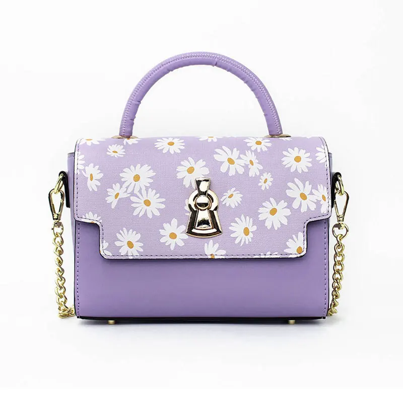 

Women's Small Bags 2020 New Printed Chain Lock Crossbody Shoulder Bag Small Daisy Portable Small Square Bag
