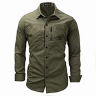 Мужская хлопковая рубашка в стиле милитари, повседневная Осенняя рубашка с нагрудным карманом и длинными рукавами, одежда армейского зеленого цвета, FM117, 2020