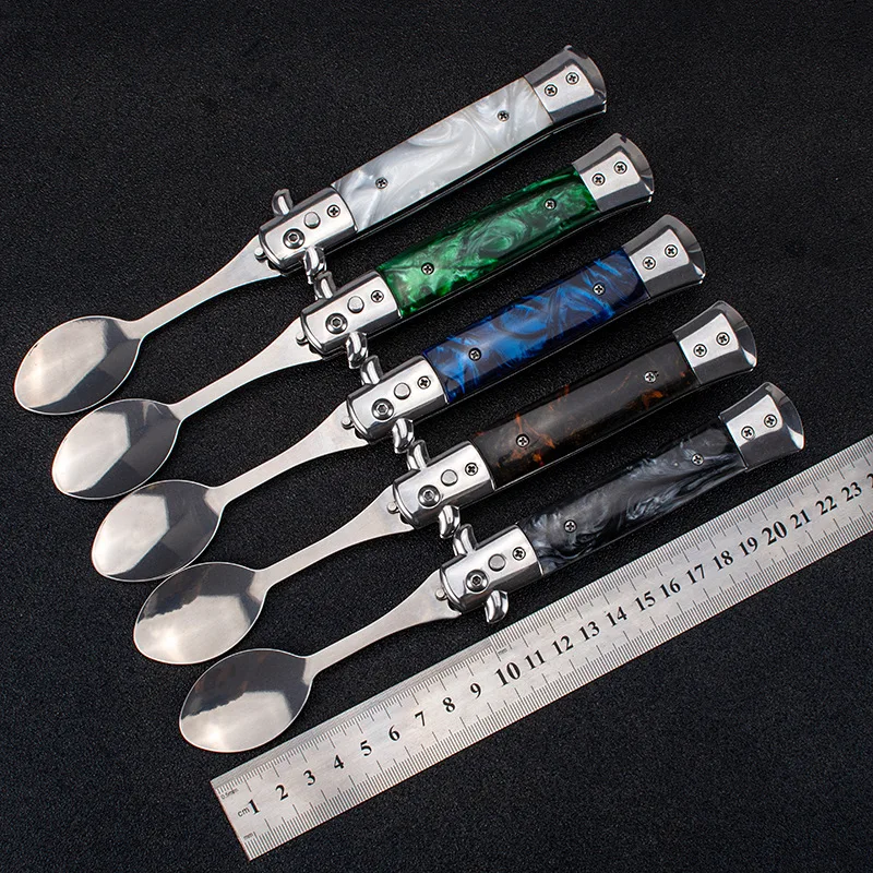 A149 походная Портативная Складная посуда Весенняя ручка из смолы ложка