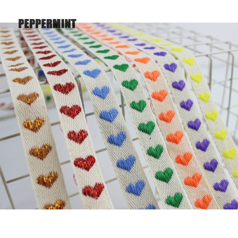 Хлопковая оплетка с сердечками 3 ярда 16 мм многоцветная обрезка цветная лента для