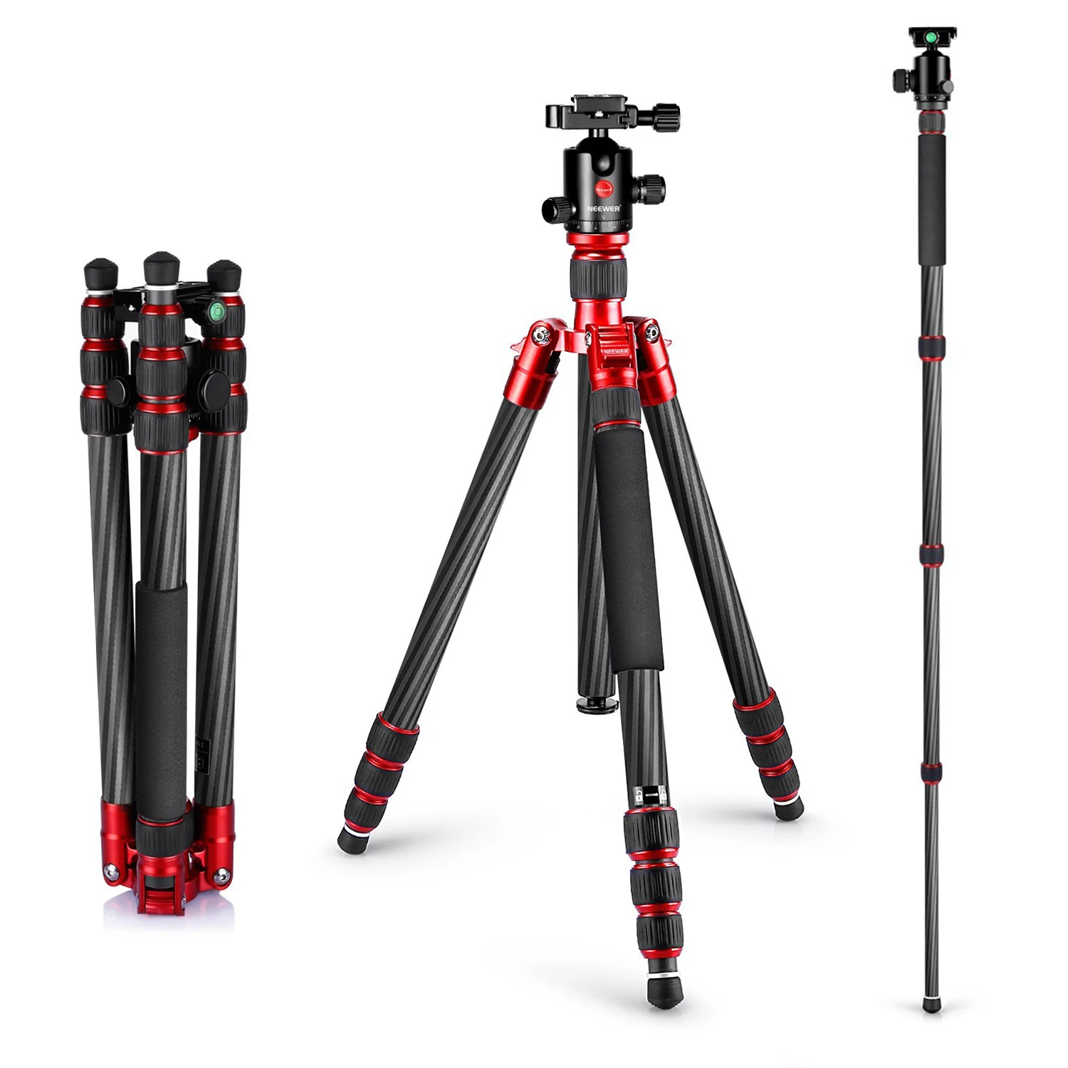 Штатив монопод Neewer из углеродного волокна с шаровой головкой 360 градусов 1/4 дюйма