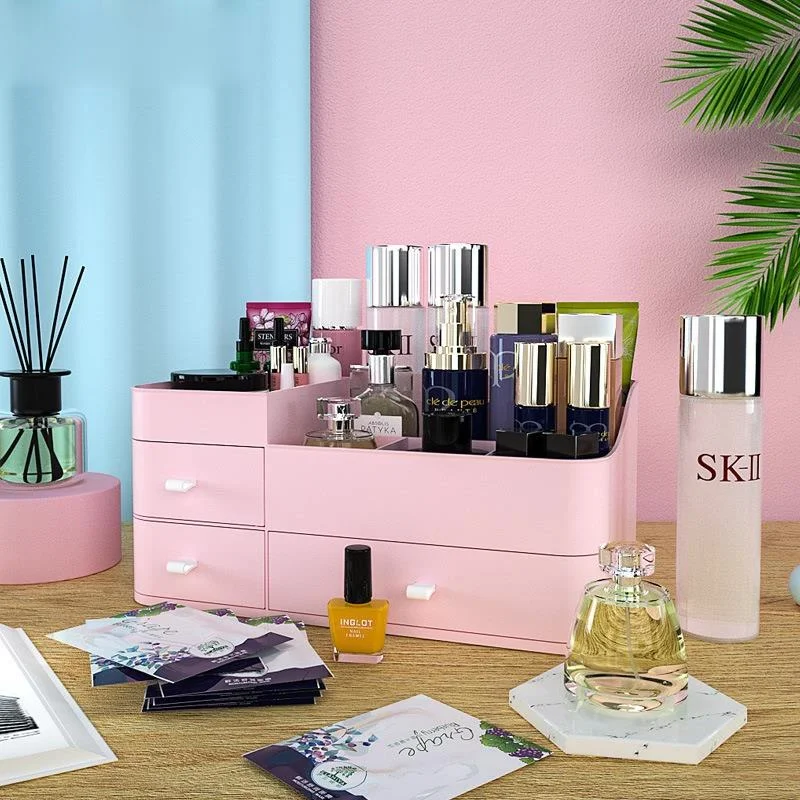 

Вместительный органайзер для косметики, коробка для хранения косметики в ванной комнате, женский туалетный столик для ухода за кожей, косме...