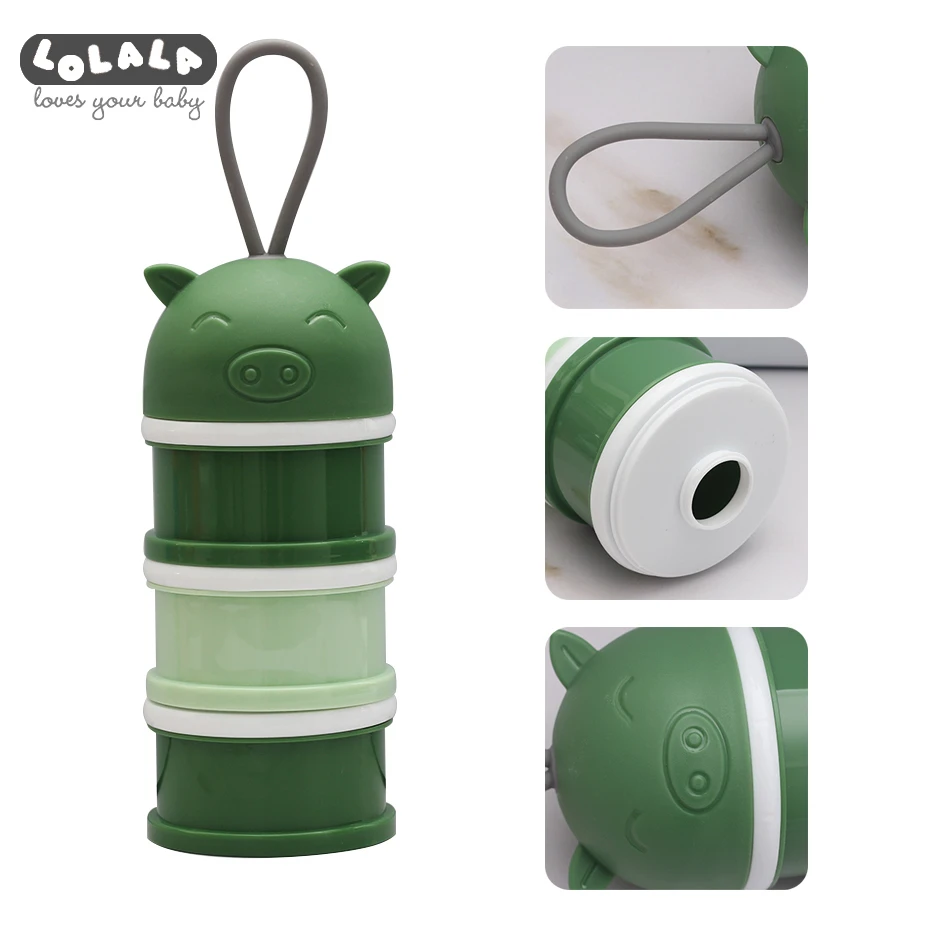 3-layer Portable Baby Food Storage Box Cartoon Pig Grain Milk Powder Heart-shaped Dinosaur Water Towel | Мать и ребенок