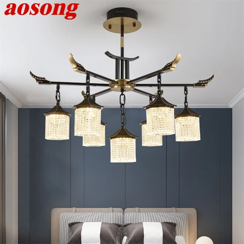 

AOSONG New Pendant Light Modern Luxury Brass LED Lamp Fixtures For Home Decorative Dining Living Room