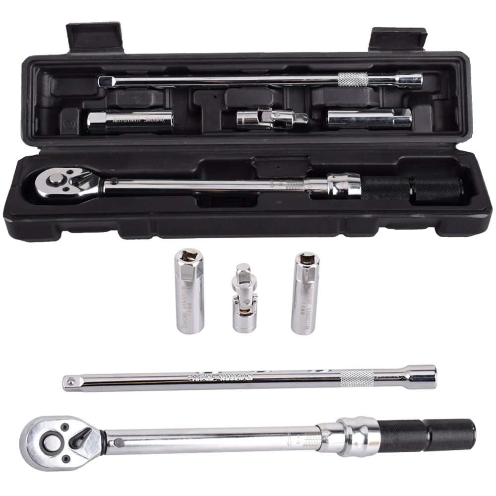 

5pcs 3/8 Inch DR 5-60Nm Adjustable Torque Wrench Set Bike Car Fixing Tool Accurate Repairing Spanner Kit Ratchet Wrench