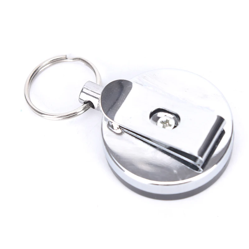 

Card Badge Holder Reel Recoil Belt Clip Hot sale Unique Silver Metal Retractable Pull Key Chain Reel ID Badge Lanyard Name Tag