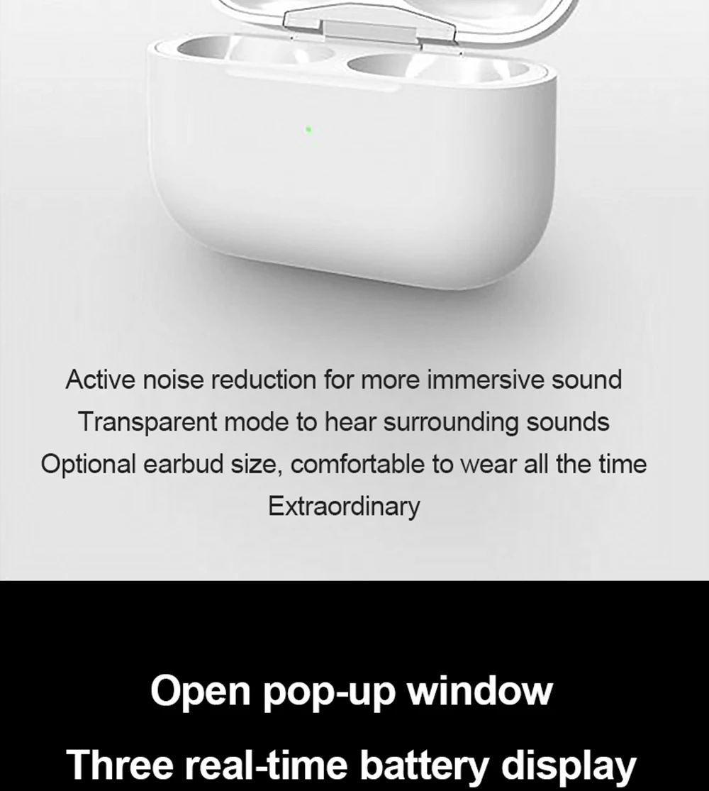 Беспроводные наушники Airpods Pro, Bluetooth 5,0 безпроводные наушники, наушники с функцией активного шумоподавления и функцией обнаружения, 3D стерео наушники для Apple Airpods Pro Беспроводные наушники bluetooth