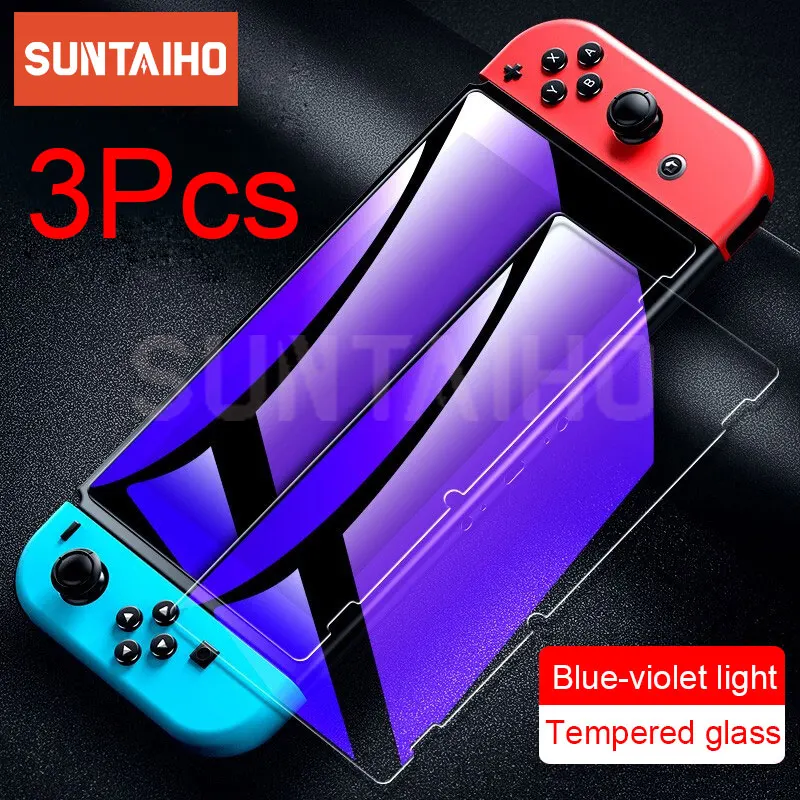Защитное стекло для экрана Nintendo Switch, закаленное защитное стекло с защитой от сисветильник, пленка для NS Switch Lite Oled, 3 шт.