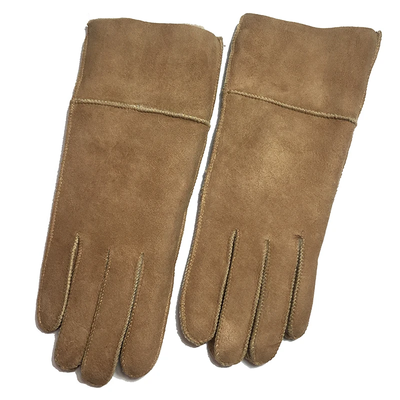 Зимние женские перчатки из овечьей кожи теплые натуральной кашемировые меховые