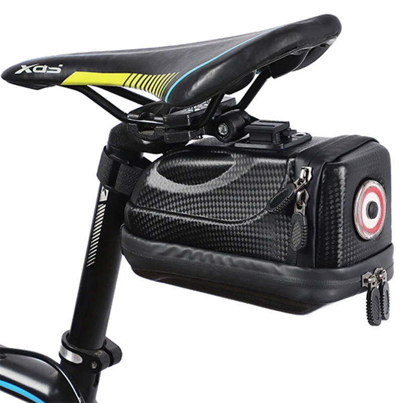 

USB Rechargeable Tail Light Bike Saddle Bag Waterproof MTB Road Bicycle Pannier Basket Cycling Accessories 1.5L Capacity