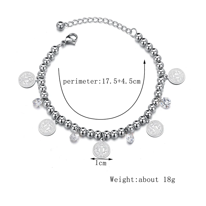 Женский браслет из нержавеющей стали с шармами и кристаллами|Цепочки браслеты| |