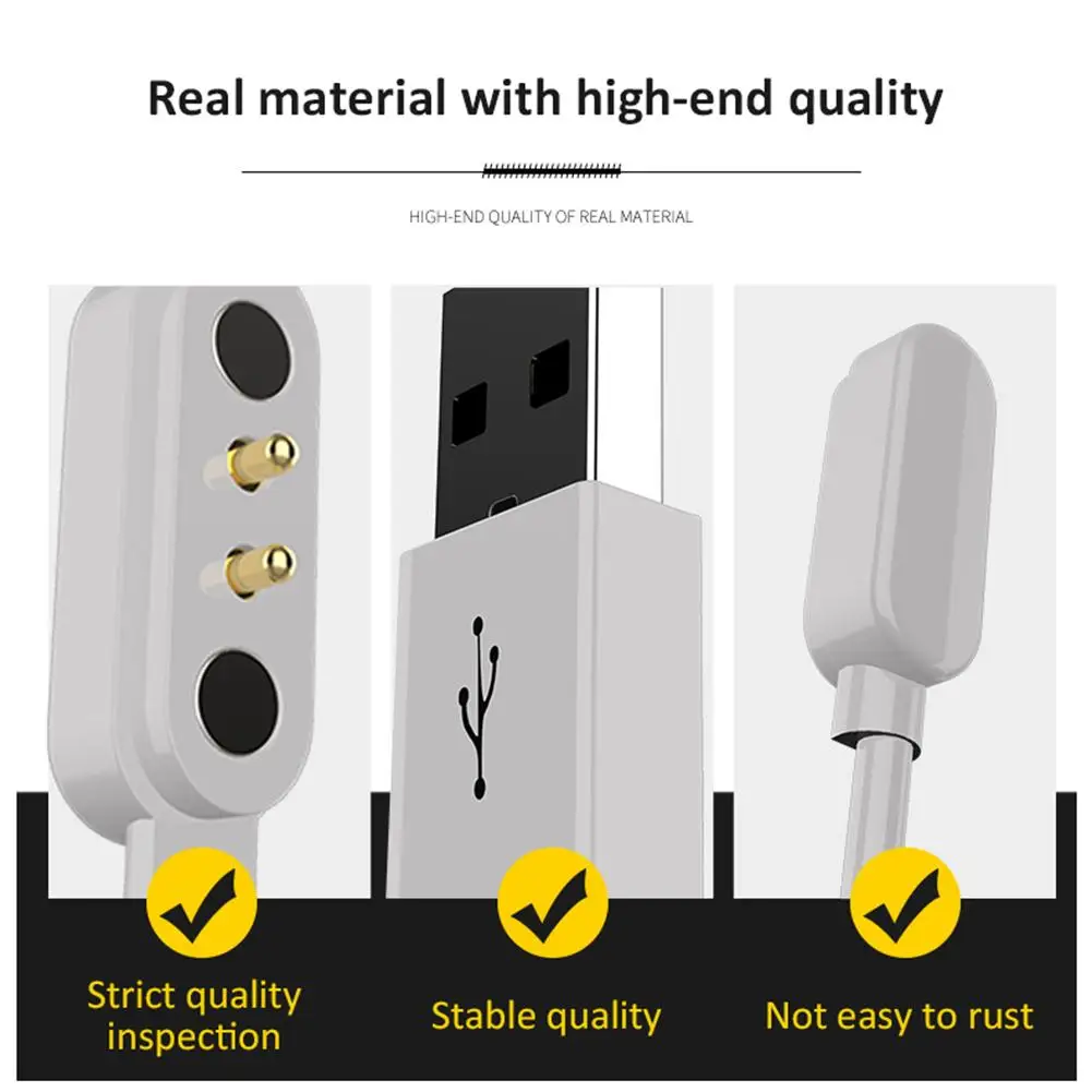 

Universal Smart Watch Charging Cable Zinc Alloy Adsorption Charging Data Cable for 2pin 2.84 Pitch Smart Watches and Children&ap