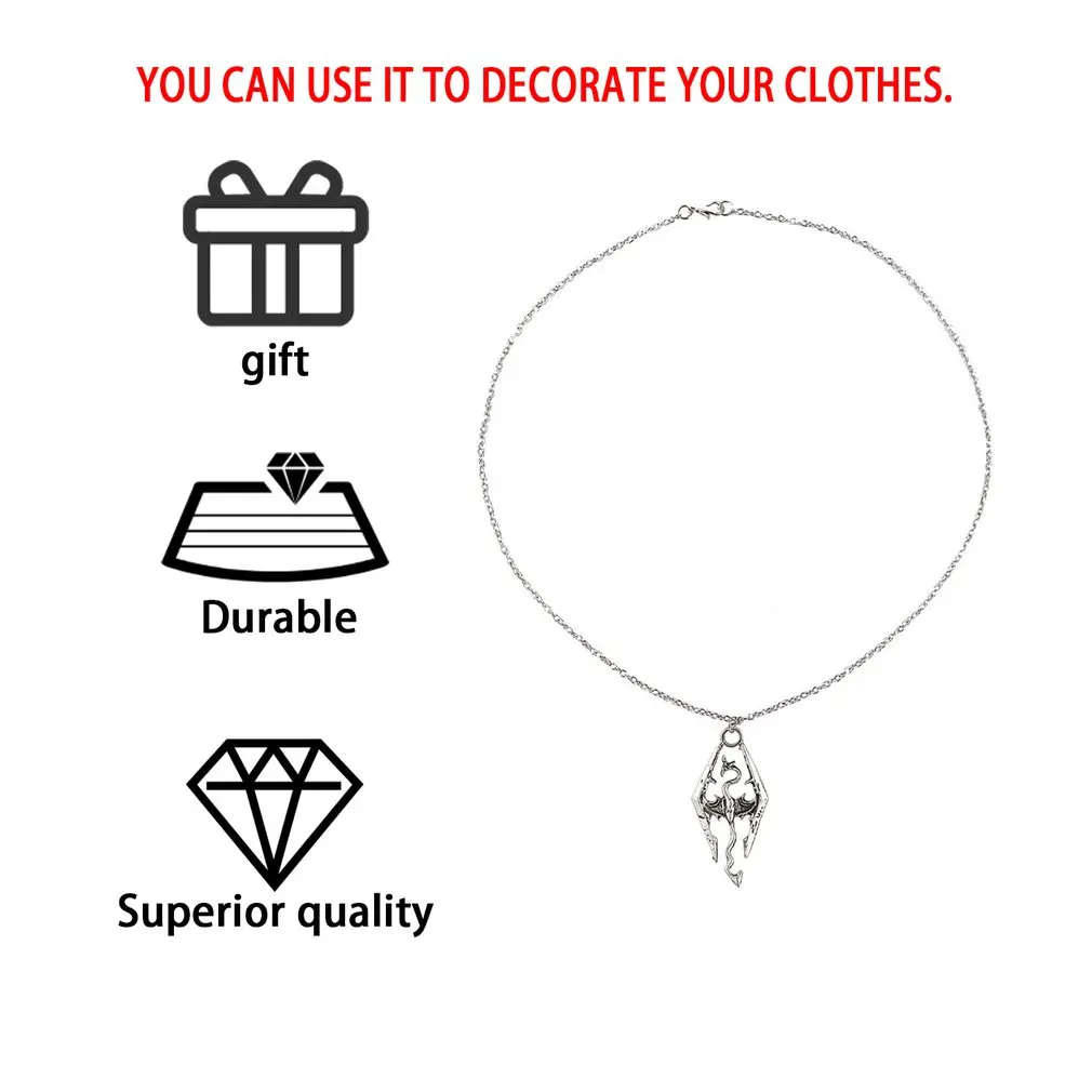 Модное ожерелье с подвесками в форме динозавров Skyrim Подвески В Форме Дракона для