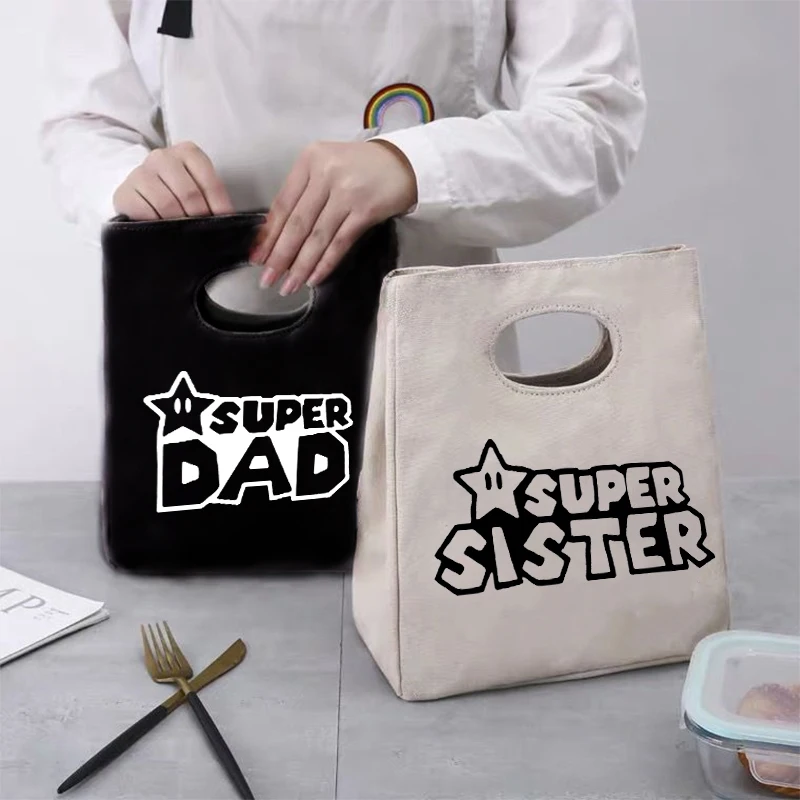 

Family Dad Sister Portable Lunch Bags Thermal Insulated Bento Box Tote Office School Picnic Cooler Container Food Storage Pouch