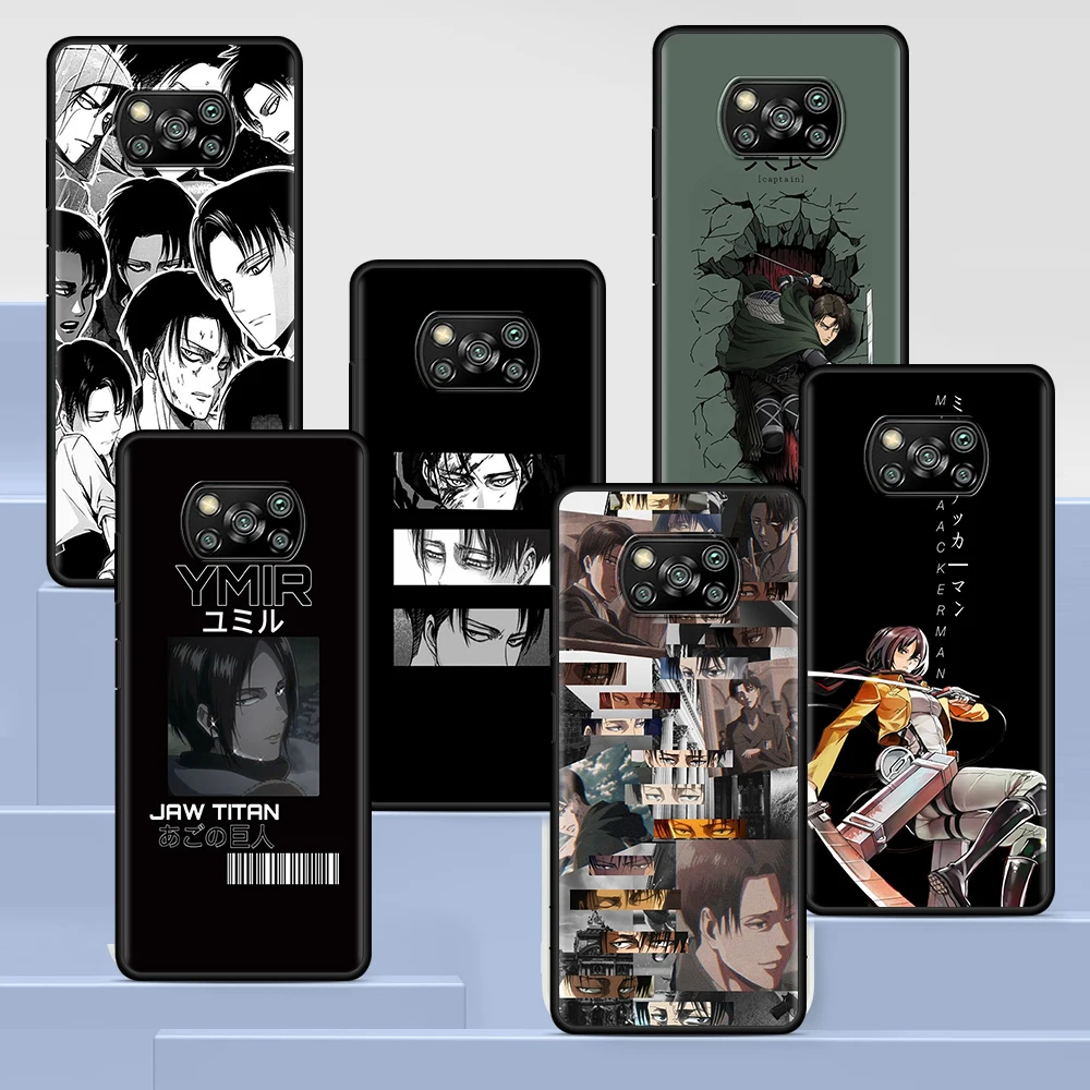 

Attack On Titan Cartoon Case for Xiaomi Poco X3 NFC M3 M4 Pocophone F1 F3 Redmi Note 9s 9 8 10 Pro Black Soft Phone Cover Coque