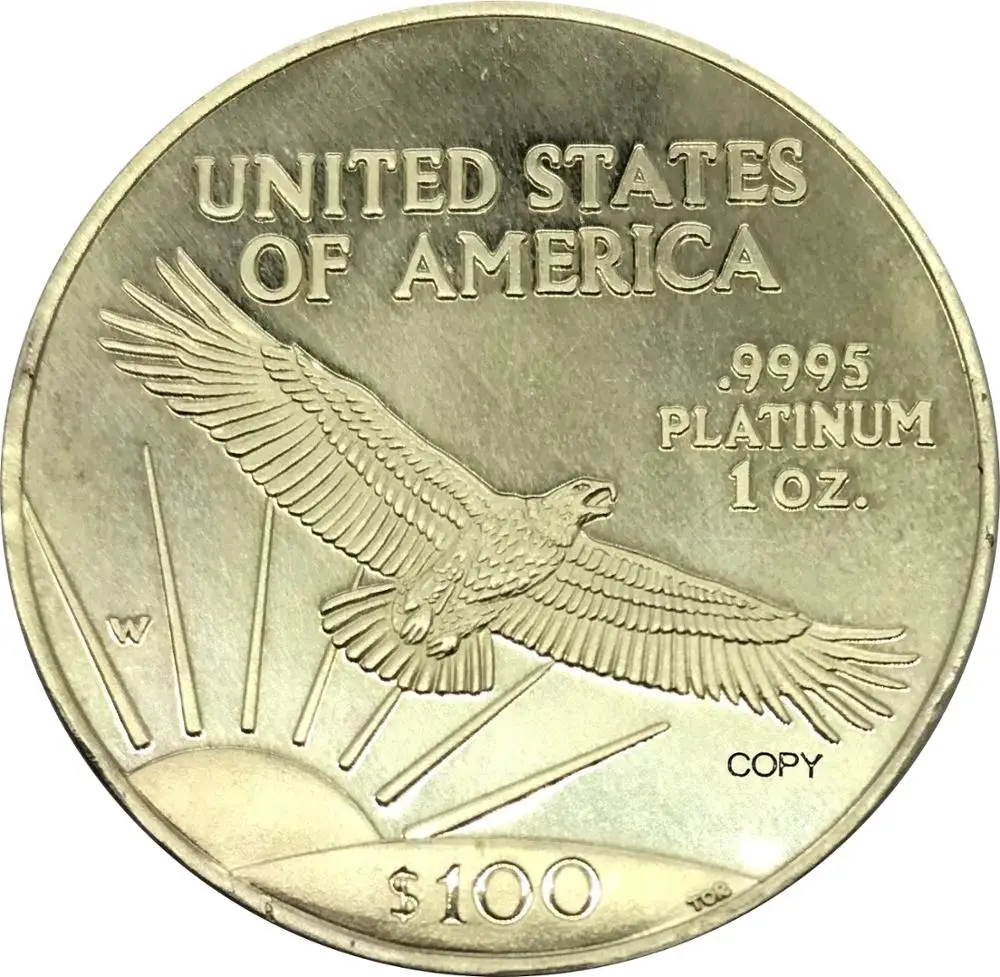 Соединенные Штаты Америки 100 долларов США Платина Орел Bullion Coinage 1997 латунь металл или покрытие серебро Имитация монеты