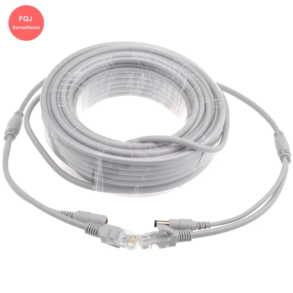 

2 Pieces IP Camera RJ45 Ethernet Cable 5M/10M/15M/20M/30M DC 12V Power Supply + Network Lan CAT5/CAT-5e RJ45 Cord for IP Camera