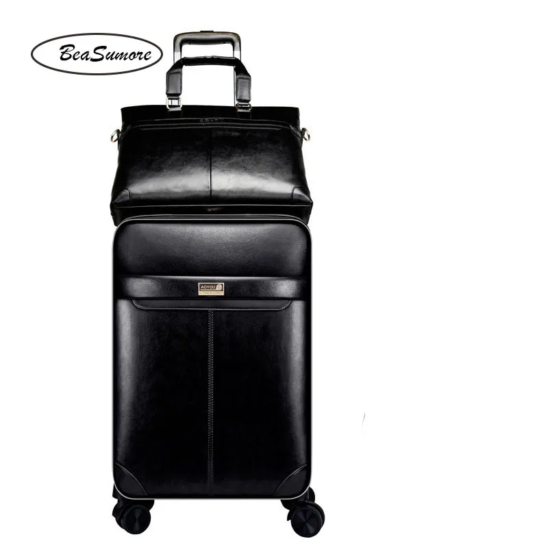 BeaSumore мужские деловые из искусственной кожи чемодан на колесиках 24 дюйма