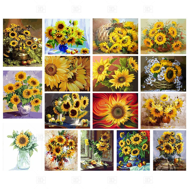

Yellow Sunflower Full /round Square Diamond Painting Diy 5D Painting Mosaic Picture For Home Decoration Gift