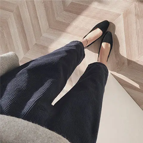 

2020 New Corduroy Women Pants Causal Solid Ankle Trousers Korean Stretch High Waist Plus Size Straight Pants Cotton Polyester