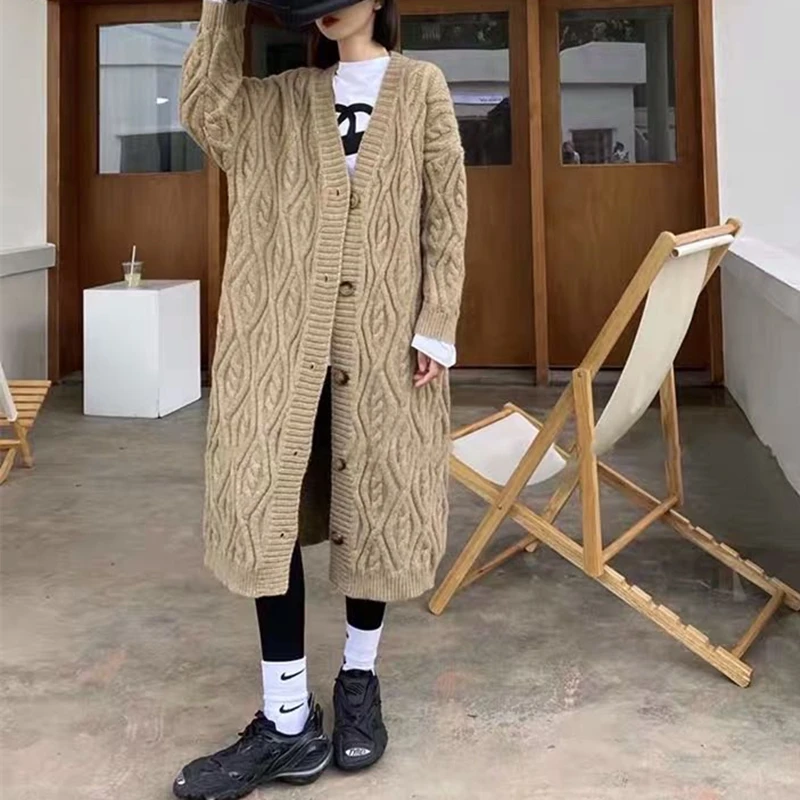 

Женский трикотажный кардиган с V-образным вырезом, свободного покроя