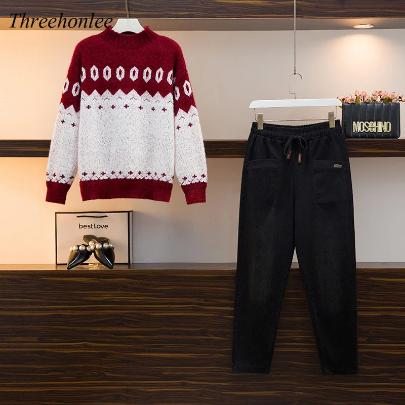 

Autumn Winter Women Sweater 2021 New fashion Casual High Neck Color Matching Printed Sweater Women