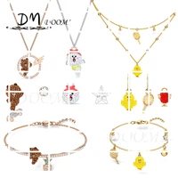 swa11 fashion jewelry charming exquisite cute yellow duck 3d back skateboard little white rabbit girl necklace romantic gift
