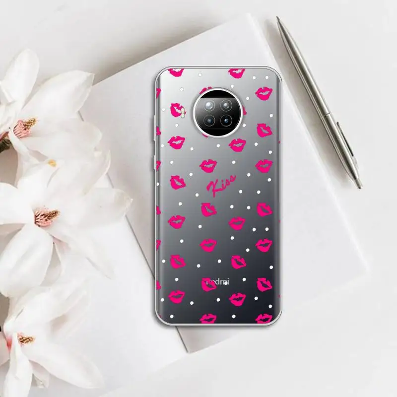 

Sexy Girl Kylie Jenner Lips Kiss Phone Case Transparent for Xiaomi Redmi note 10 t 8 9 pro lite 11