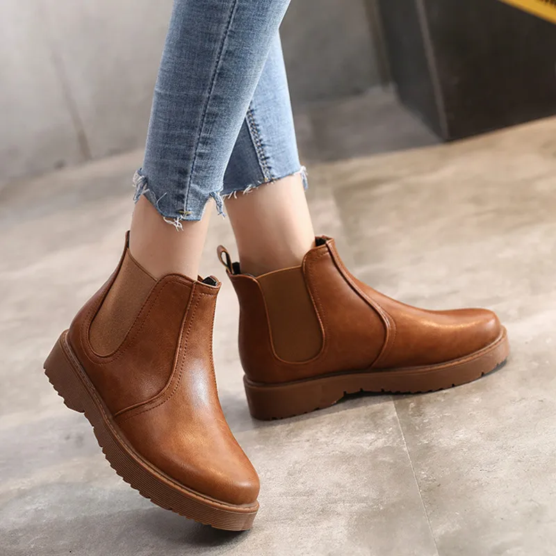 2019 г. новые ботинки в западном стиле женская обувь осенние Челси черные