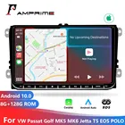 Автомагнитола AMPrime, Android 10,0, 128 ГБ, 2DIN, мультимедийный GPS для VW Passat Golf MK5 MK6 Jetta T5 EOS POLO Touran Seat Sharan