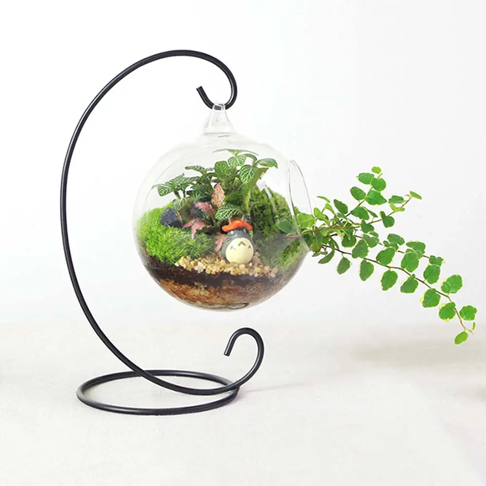 Горячая Прозрачное стекло круглая подвесная гидропонная ваза контейнер офисный