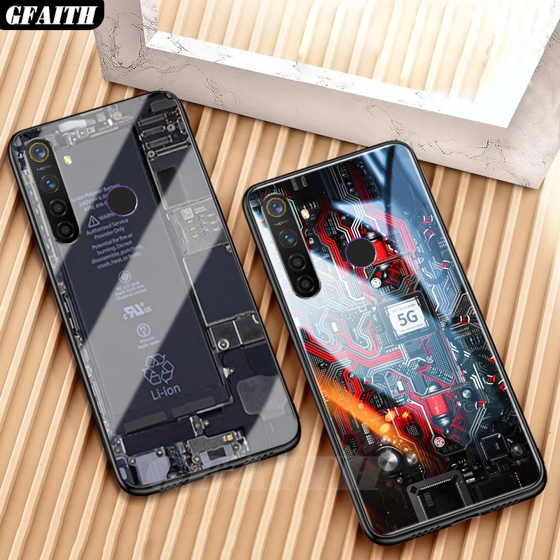 

GFAITH для Realme 5 Pro Чехол Explorer окрашенное закаленное стекло чехол для Realme 5 Realme XT чехол Чехол