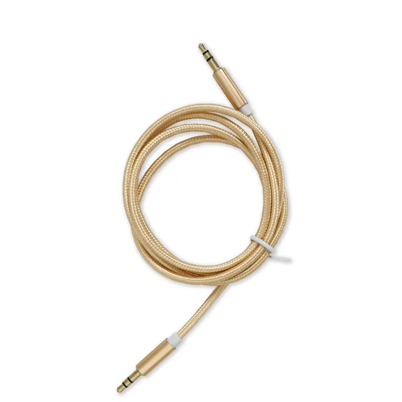 Nylon Jack Audio Cable 3.5 mm to 3.5mm Aux Cable 2m 3m Male to Male Kabel Gold Plug Car Aux Cord for Phone - Название цвета: Золотой