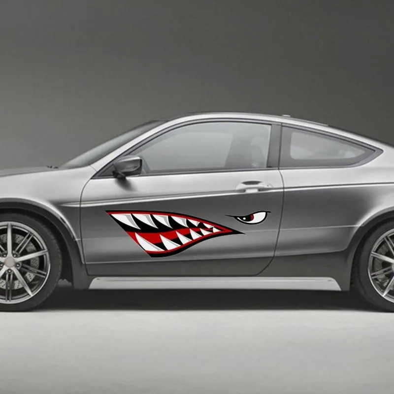 

38*13cm Shark Mouth Series Car Frame Protector Outdoor Car Stickers Outdoor Decoration Shark Kayaking Yacht Sticker Fishing N3O7