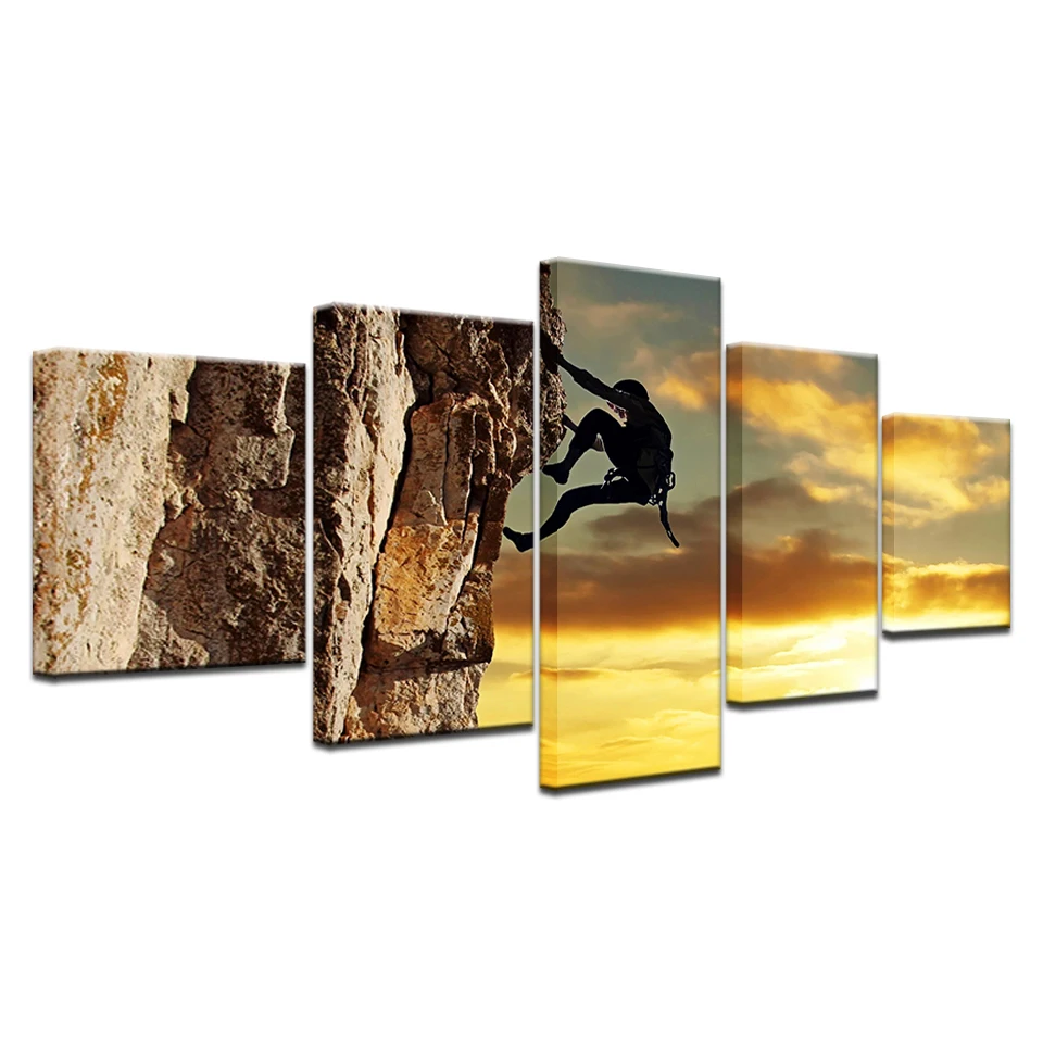 

HD Picture Canvas Print Rock Never Give Up Climbing Painting Art Picture Gift For Home Decoration Poster