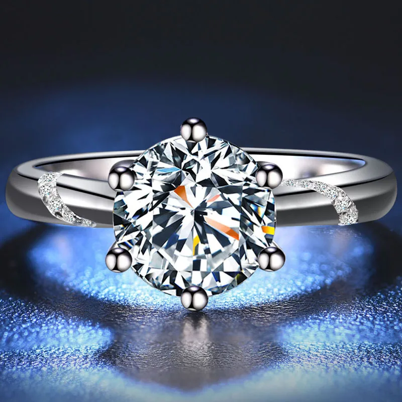 BOEYCJR 925 серебро 0.5ct/1ct/2ct F цвет Moissanite VVS обручальное свадебное кольцо с бриллиантом