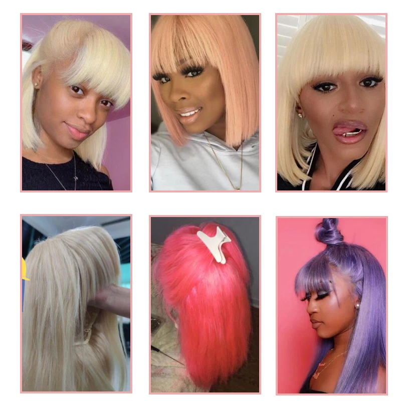

150 Density Body Wave Human Hair Wigs With Bangs Full Machine Made Wigs 613 Blonde Wig None Lace Wigs Peruvian Remy Hair Wig