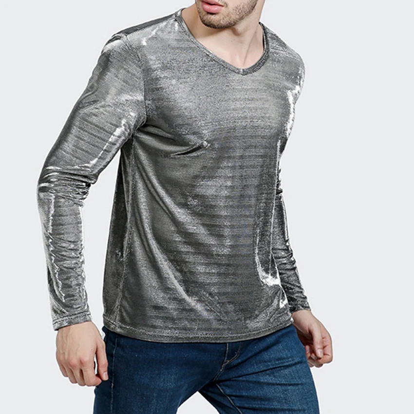 Новая мужская одежда для ночного клуба модная однотонная яркая Мужская футболка