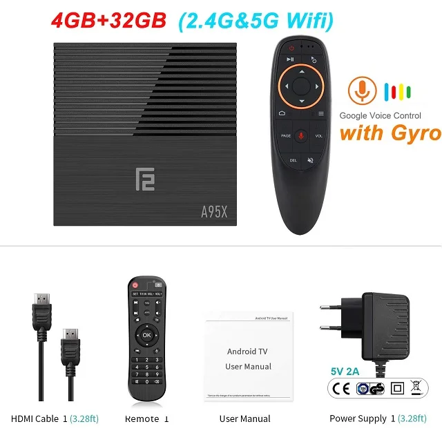 4GB 32GB G10 A95X F2 Android 9,0 ТВ приставка LPDDR3 4G 64G Google голосовой пульт Amlogic S905X2 четырехъядерный двойной Wifi BT 4,2 4K HD 2,1 PK X96 max - Цвет: 4GB 32GB G10