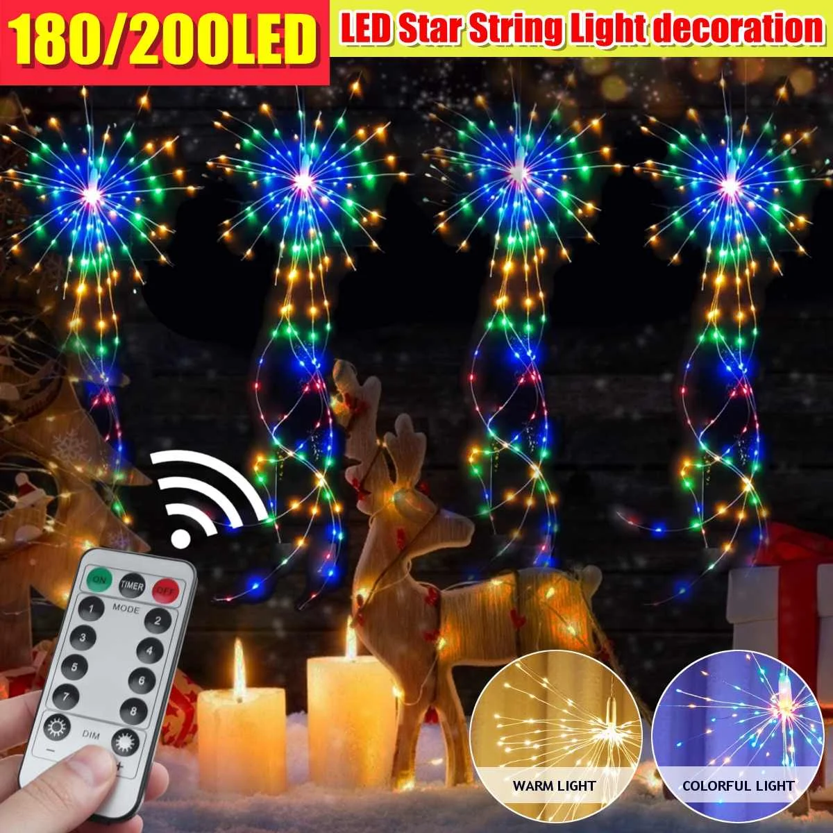 

180/200 LED Tree String Party Copper Lights Decorative Firework Lamp Holiday Outdoor Christmas Waterproof Warm and Colorful