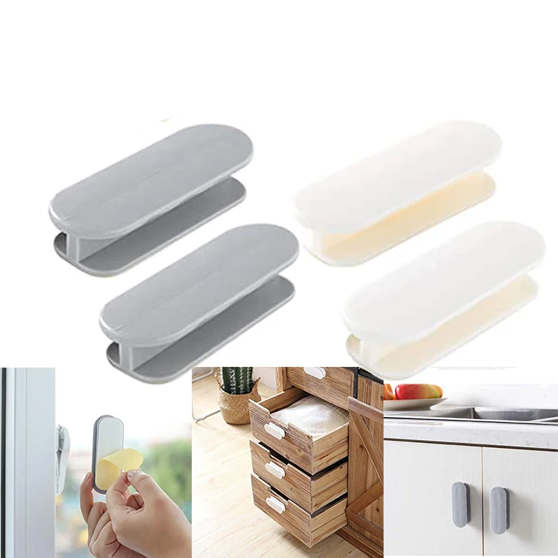 

2Pcs Multifunctional Creative Self-adhesive Auxiliary Handle Home Drawer Cabinet Door and Window Self-adhesive Plastic Handle