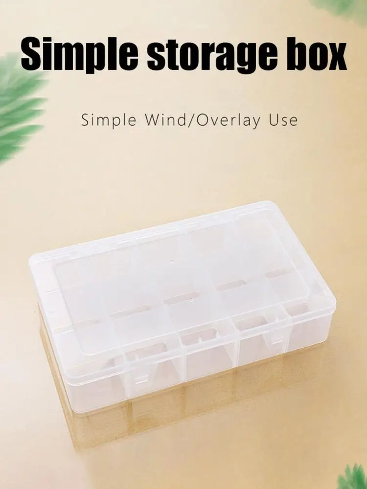 

15 Grids Adjustable Detachable Jewelry Beads Pills Nail Art Tips Storage Box Case Hard Transparent Plastic Jewelry Tool Box