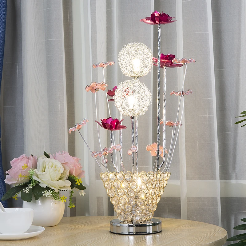 Modern Flower Beside Lamp Acrylic Table Lamps for Living Room Light Art Deco Bedroom Led Side Wedding Desk | Освещение